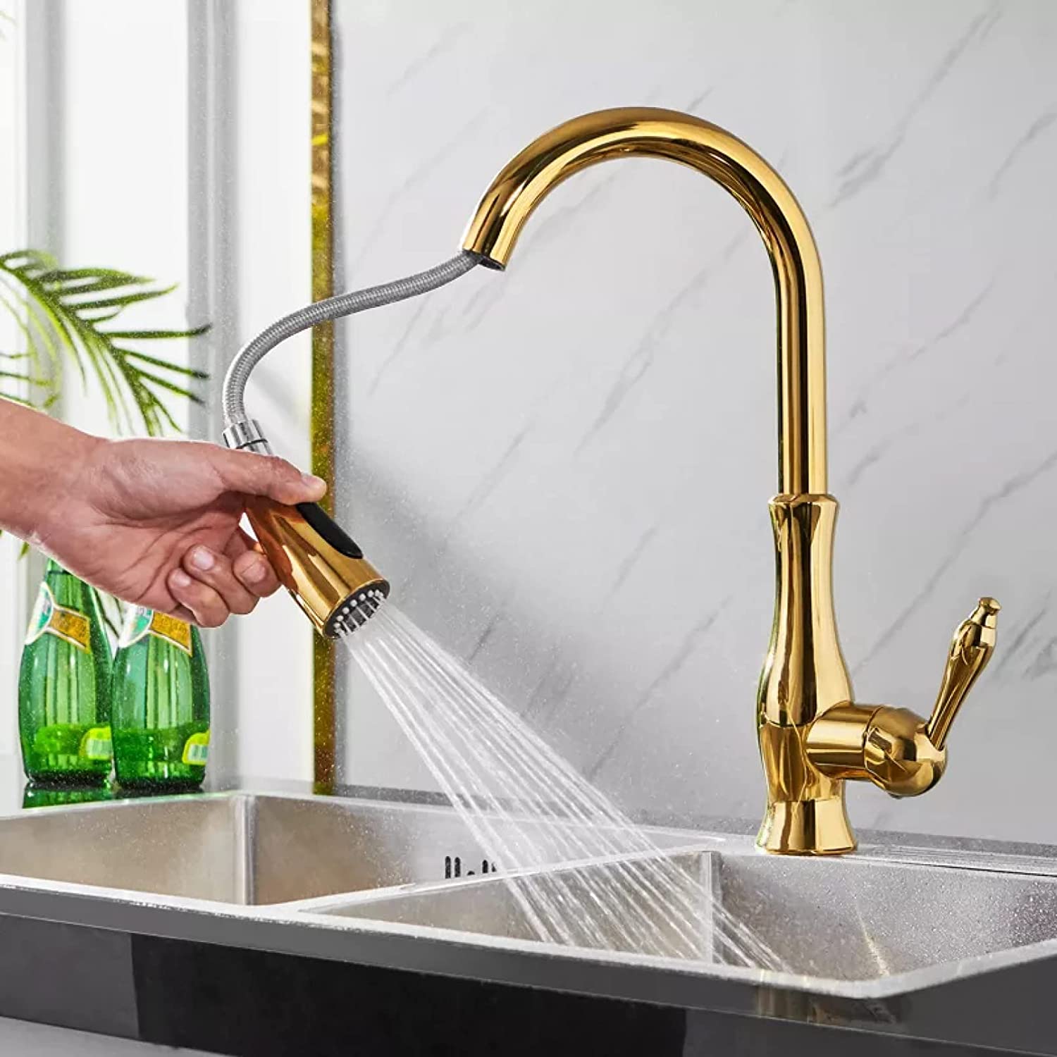 Uittrekbare Keukenkraan met Flexibele Sproeikop voor Spoelbak en Keuken