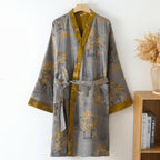 Lichte Katoenen Kimono Badjas Met Comfortabele Pasvorm En Bindceintuur
