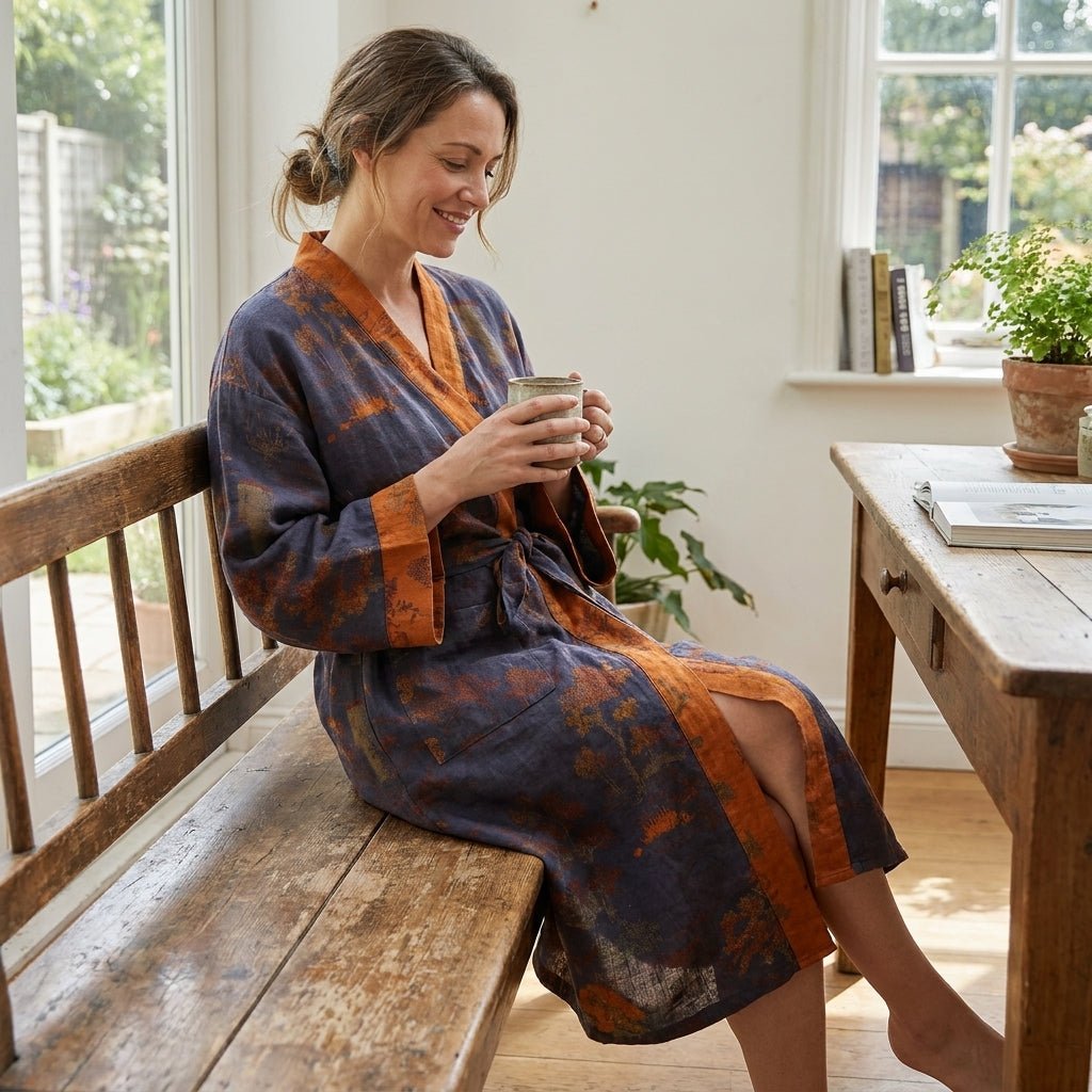 Lichte Katoenen Kimono Badjas Met Comfortabele Pasvorm En Bindceintuur