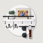 Wandorganiser met Ronde Houten Vorm en Metalen Accenten