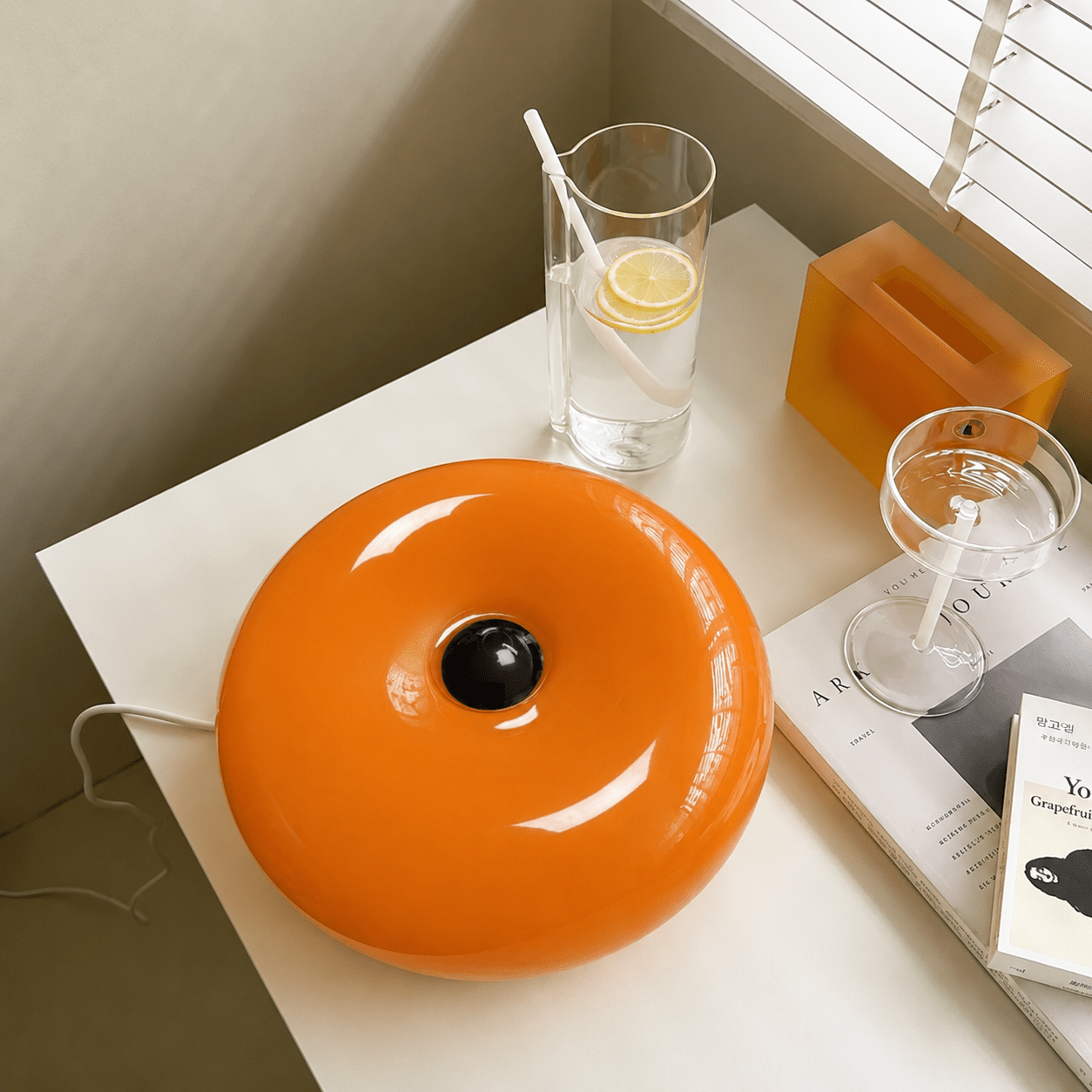 Geometrische Donutlamp Voor Wand En Tafel Met Oplaadbare Accu