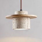 Hanglamp van Travertijn en Hout voor Rustige Sfeerverlichting in Huis