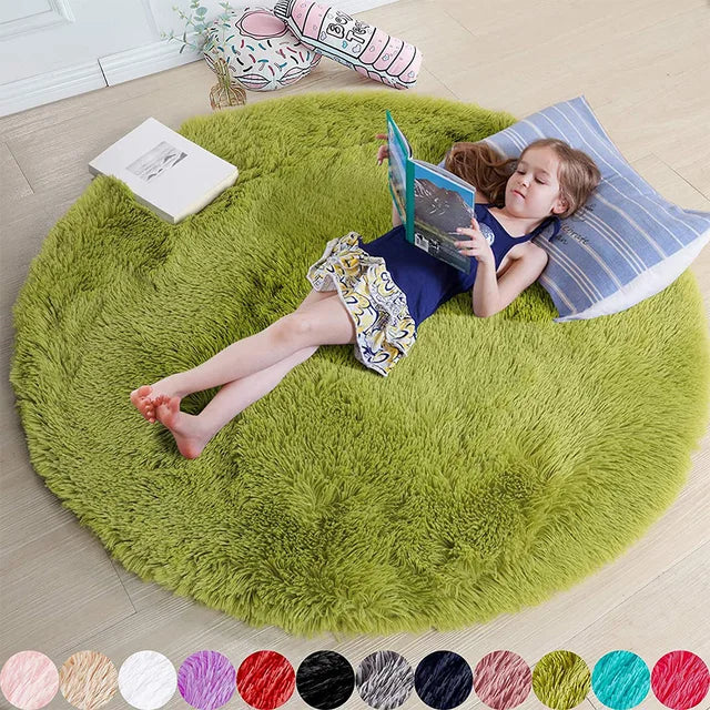 Rond Pluche Vloerkleed Met Zachte Structuur En Luxe Warmte