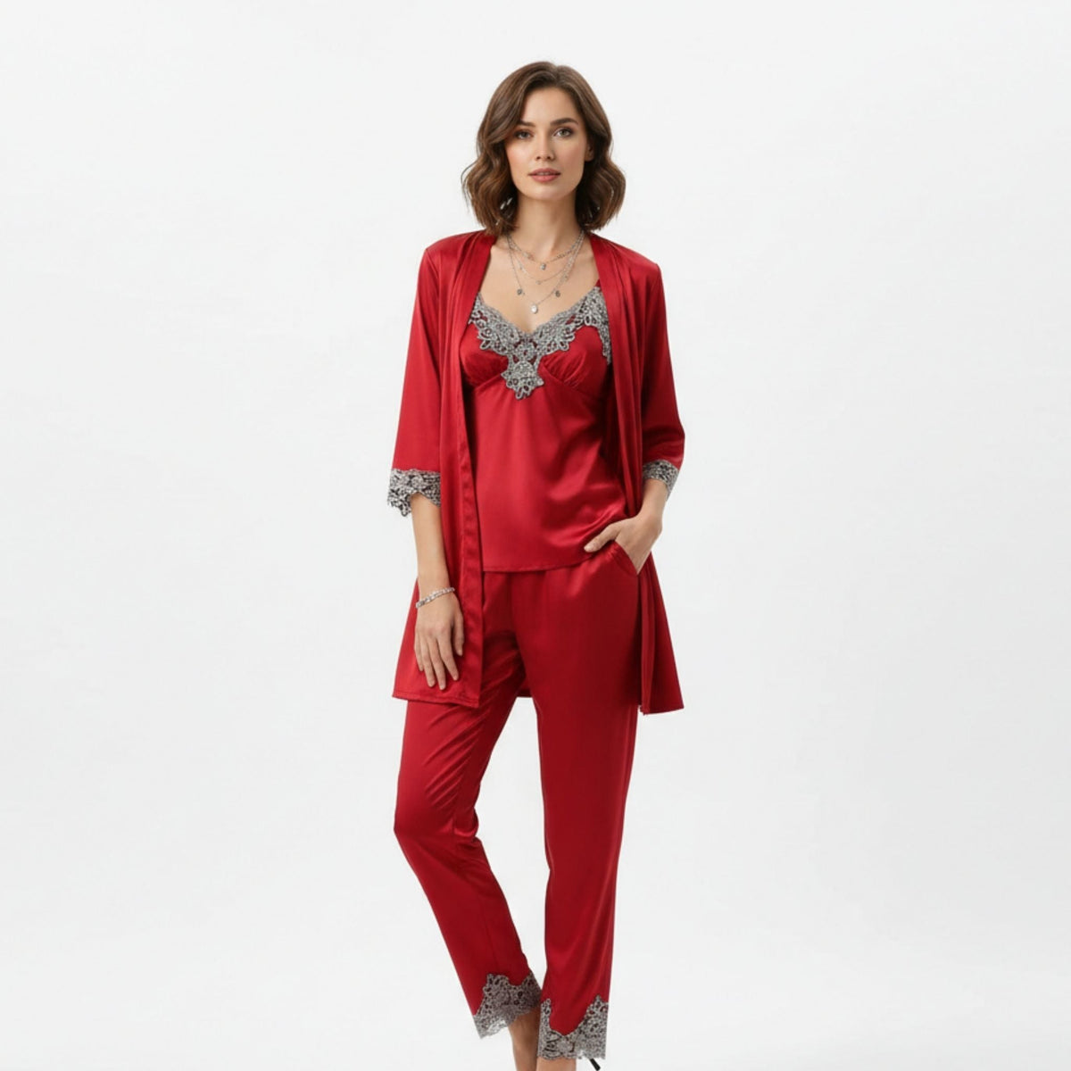 Pyjama Set Met Zachte Stof En Comfortabele Elegante Draagvorm