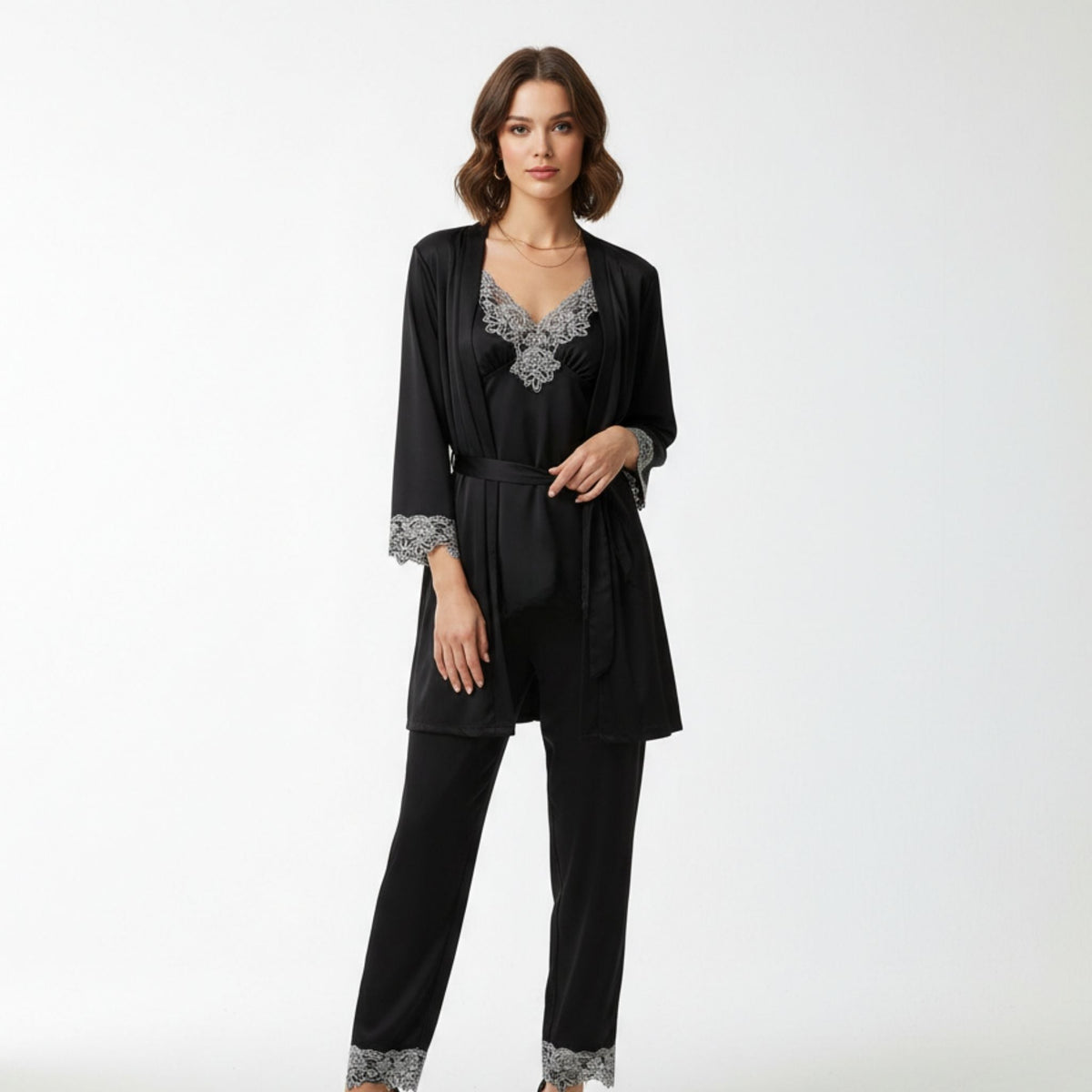 Pyjama Set Met Zachte Stof En Comfortabele Elegante Draagvorm